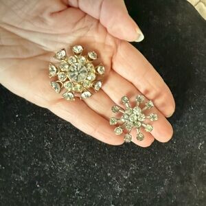 Elegant Crystal Brooch Set